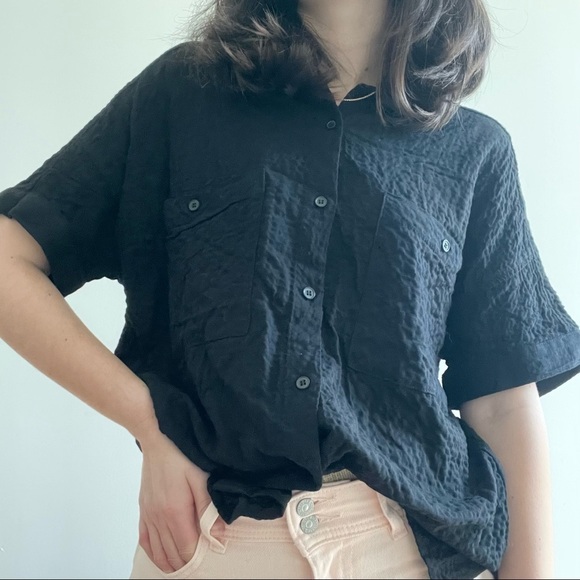 NWT MAX STUDIO SHORT SLEEVES  BLACK SHIRT - XS - Picture 1 of 9
